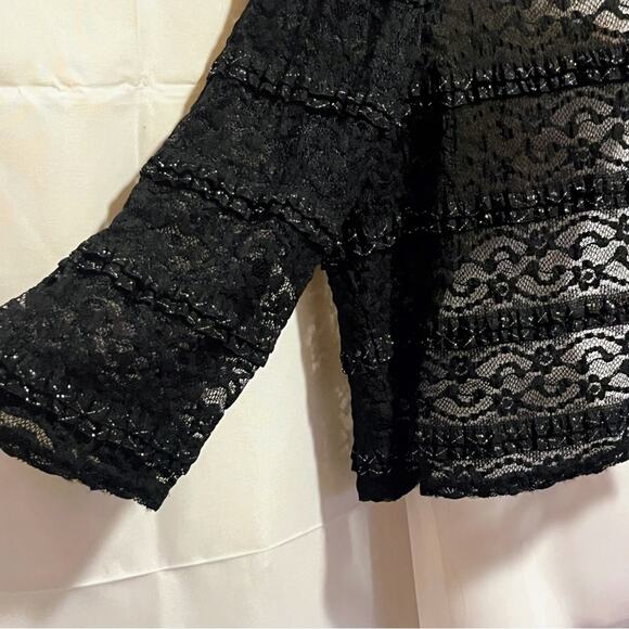 R&M Richards Black Lace Bolero Jacket M USA Sparkly Evening Event Dark Coquette - Picture 3 of 6